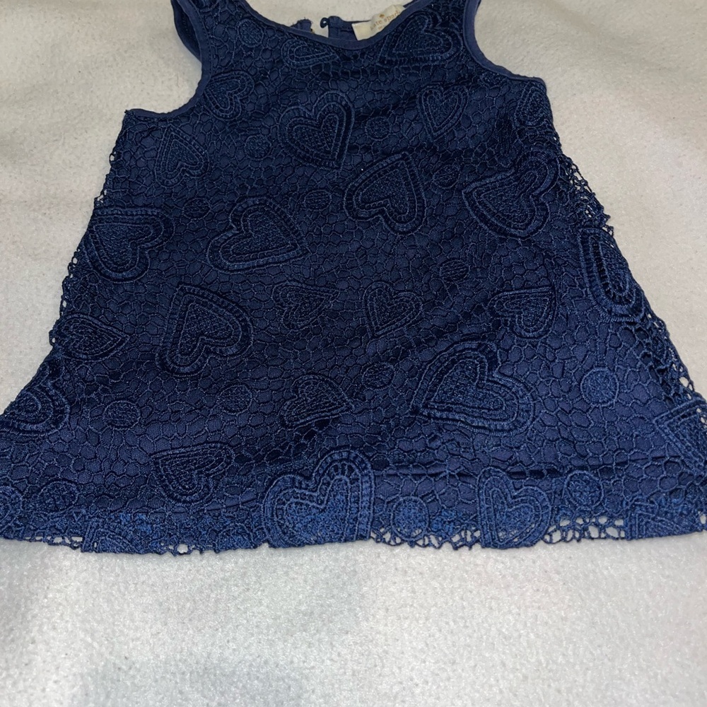 Baby girl 12 month Kate Spade formal dress navy blue fancy heart design - Picture 2 of 10